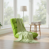 SOGA Home & Living Bundle – Green Acrylic Knitted Throw Blanket & Green Floor Recliner Sofa