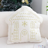 SOGA 40x45cm Festive White Christmas House Shaped Holiday Throw Pillow