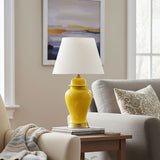 SOGA Oval Ceramic Table Lamp with Gold Metal Base Desk Lamp Yellow