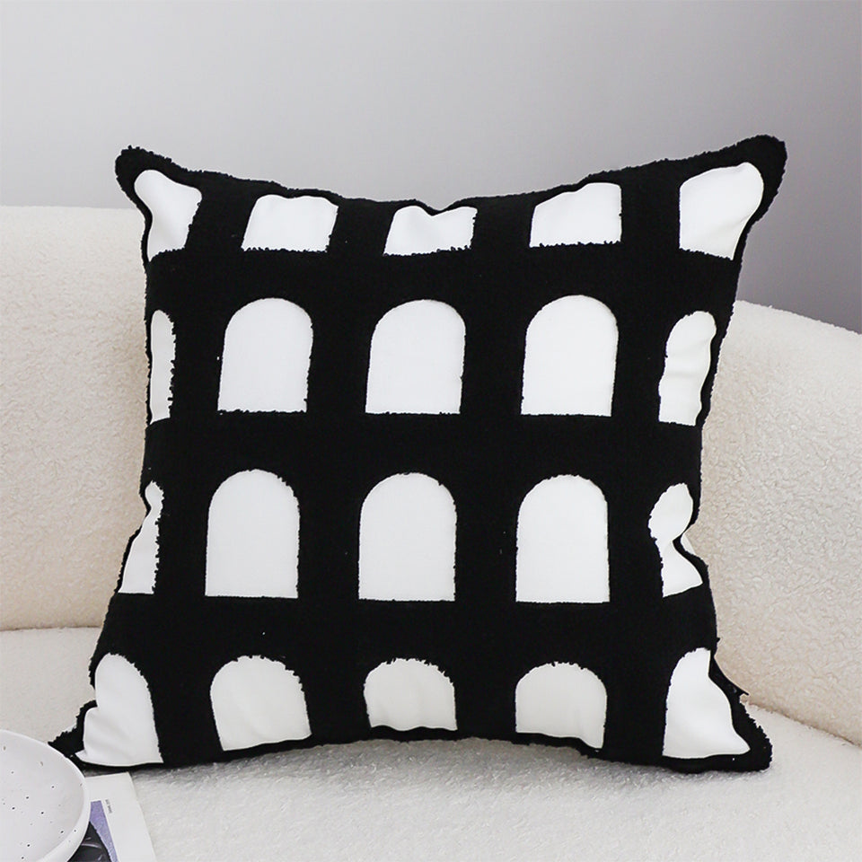 SOGA 2X 45cm Contemporary Black White Arch Pattern Geometric Throw Pillow