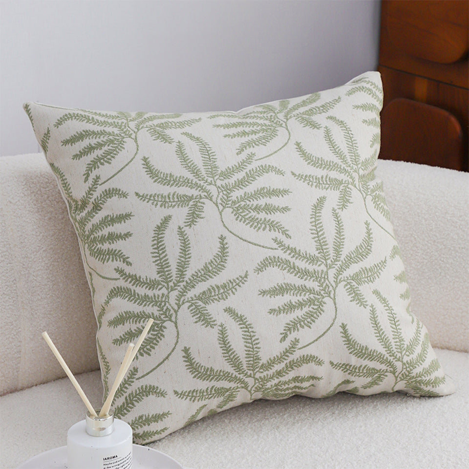 SOGA 2X 50cm Botanical Green Fern Leaf Embroidered Decorative Throw Pillow