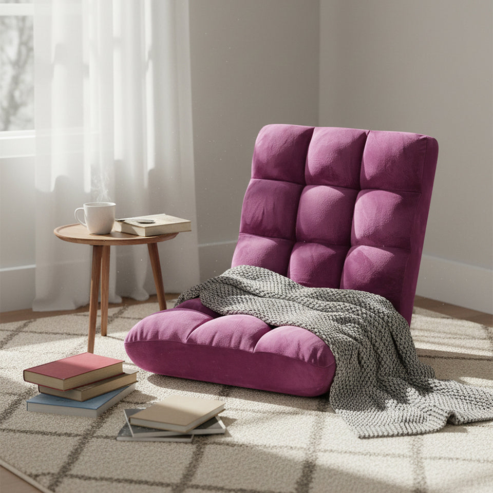 SOGA 4X Floor Recliner Folding Lounge Sofa Futon Couch Folding Chair Cushion - Magenta