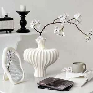 SOGA 2X 28x30cm Large Matte White Decorative Vases – Countertop Ornament