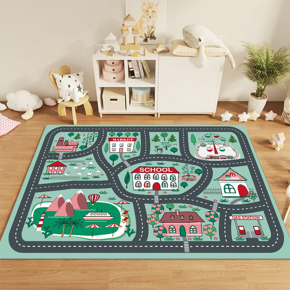 SOGA 2X 120cm Kids Rug Street Map Play Mat Educational Baby Theme Park Area Rugs