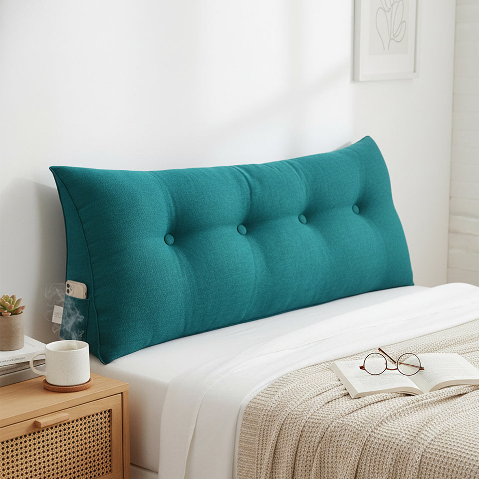 SOGA 120cm Blue Green Triangular Wedge Bed Pillow Headboard Backrest Bedside Tatami Cushion Home Decor
