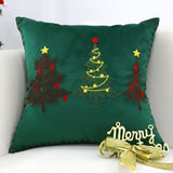 SOGA 2-Pack 45cm Green Christmas Tree Embroidered Throw Pillows