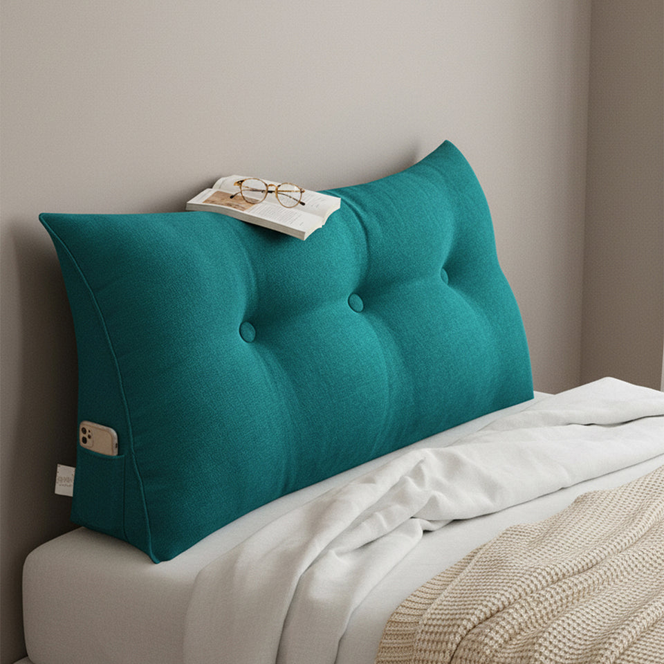 SOGA 100cm Blue Green Triangular Wedge Bed Pillow Headboard Backrest Bedside Tatami Cushion Home Decor