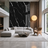 SOGA Peel & Stick Floor and Wall Tiles 60 x 60cm 10 Pack Black Faux Marble