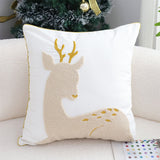 SOGA 45cm Whimsical Beige Reindeer Applique Gold Accent Throw Pillow