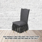 SOGA 2X Dark Grey Chair Cover Seat Protector with Ruffle Skirt Stretch Slipcover Wedding Party Home Decor