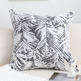 SOGA 50cm Modern Charcoal Palm Leaf Print Contemporary Throw Pillow