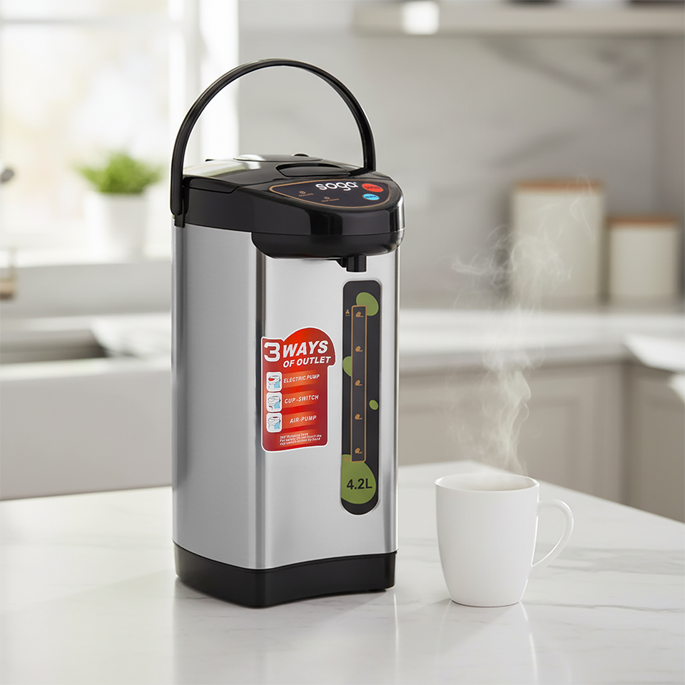 SOGA 2X 4.2L Silver Electric Kettle Water Boiler 3 Dispensing Modes Keep Warm