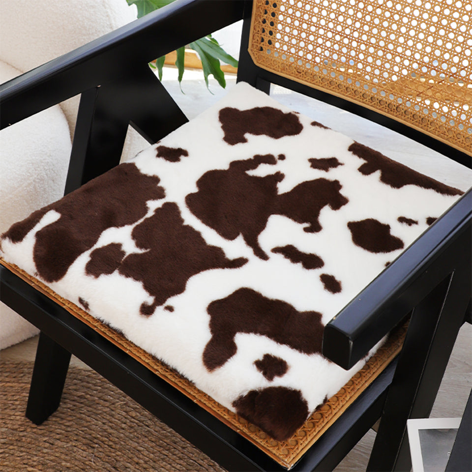 SOGA Coffee Cowhide Square Cushion Soft Leaning Plush Backrest Throw Seat Pillow