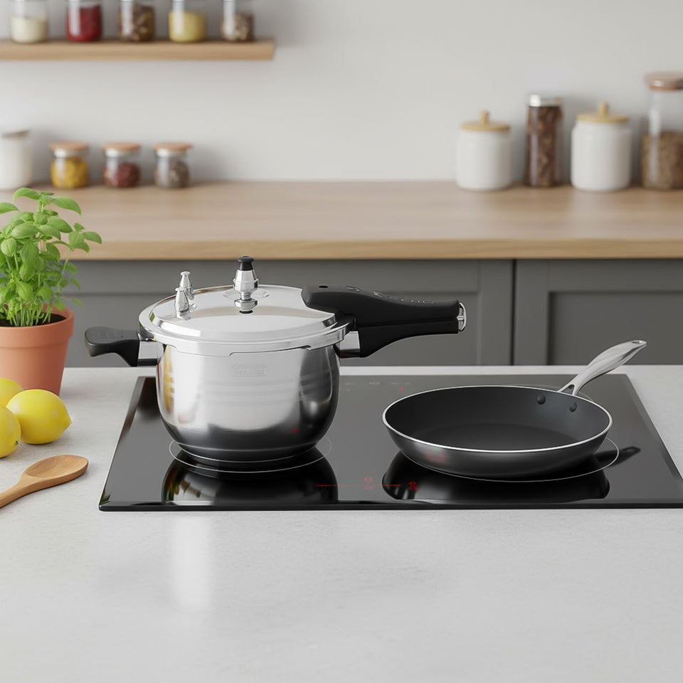 SOGA Kitchenware Bundle – 5L Stainless Steel Pressure Cooker & 28cm Non-Stick Fry Pan