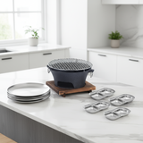 SOGA Kitchenware Bundle – Silver Grilling Plate, Divided Sauce Pan & Cast Iron BBQ Grill