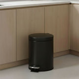 SOGA Foot Pedal Stainless Steel Rubbish Recycling Garbage Waste Trash Bin Round 12L Black