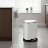 SOGA 2-Pack 12L White Stainless Steel Foot Pedal Trash Bin