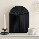 SOGA 32cm Black Ribbed Wooden  - Premium Beech Wood Decorative Tray