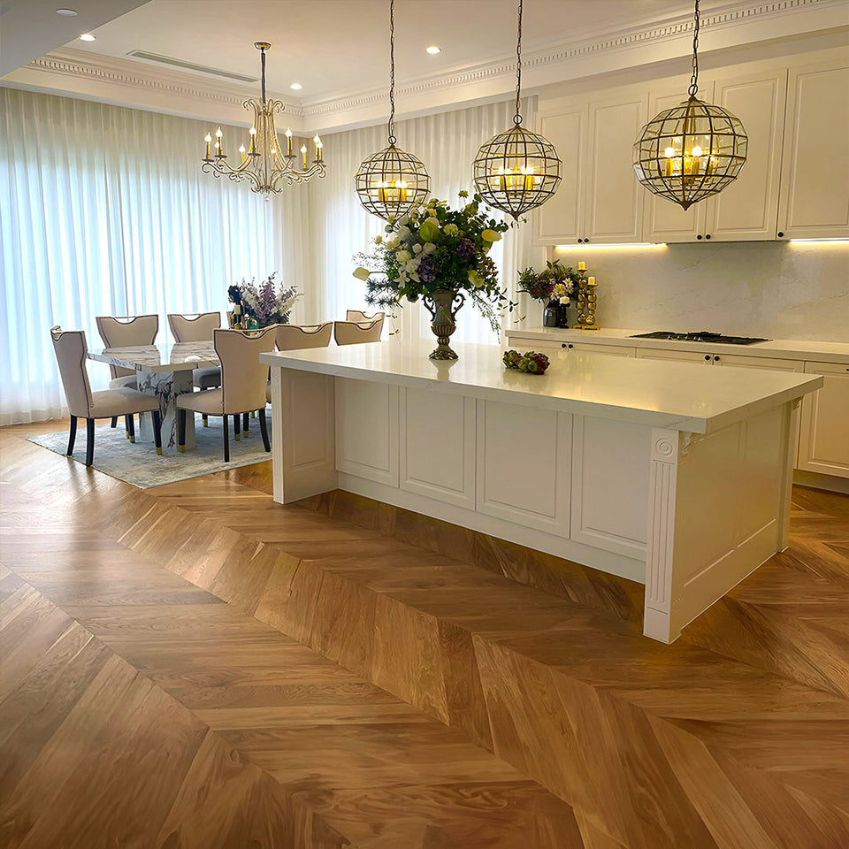 Timbo Solid Oak Chevron Parquet Timber Flooring Premium Quality Floorboards - BOX