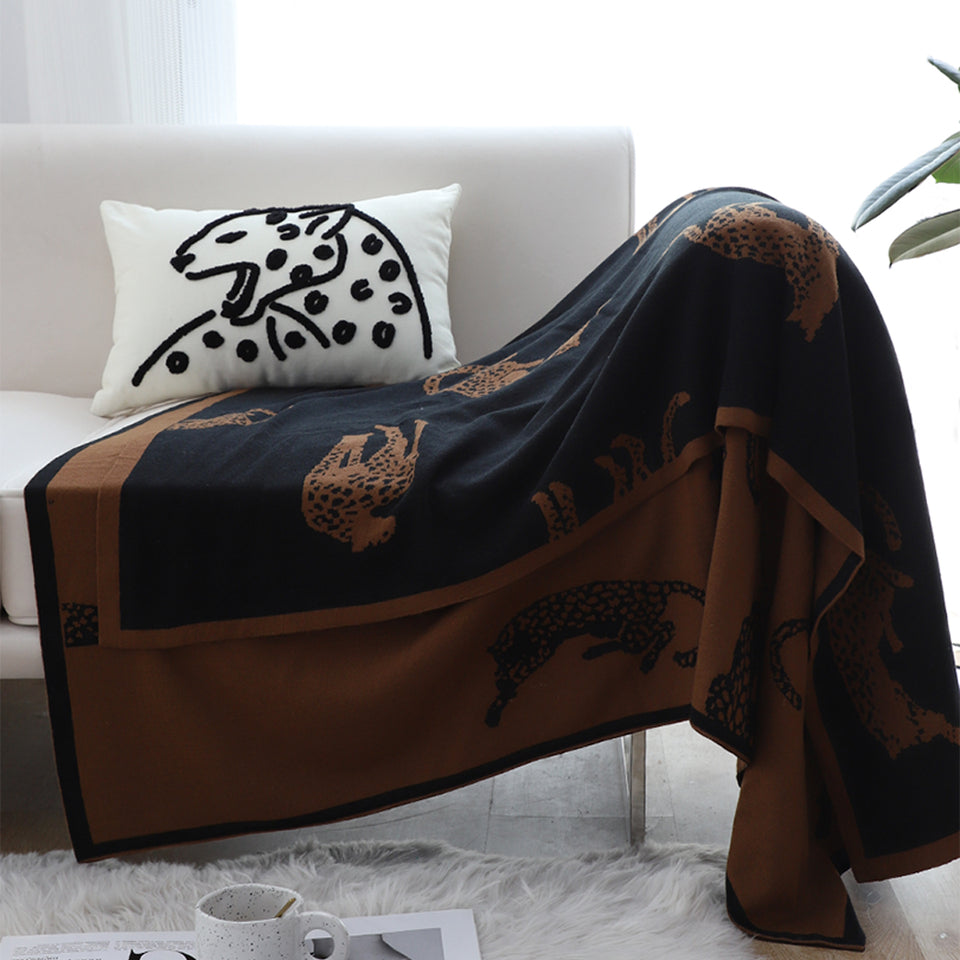 SOGA 2X Black Brown Animal Print Throw Blanket 130x180cm Polyester
