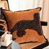 SOGA 45cm Stylish Golden Yellow Black Leopard Pattern Throw Pillow