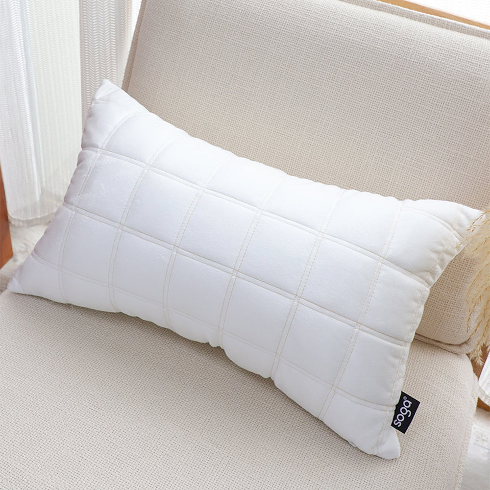 SOGA 30cm White Quilted Grid Pattern Decorative Throw Pillow