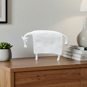 SOGA 24cm White Cow Sculpture with Dotted Pattern in Resin for Modern Home Decor