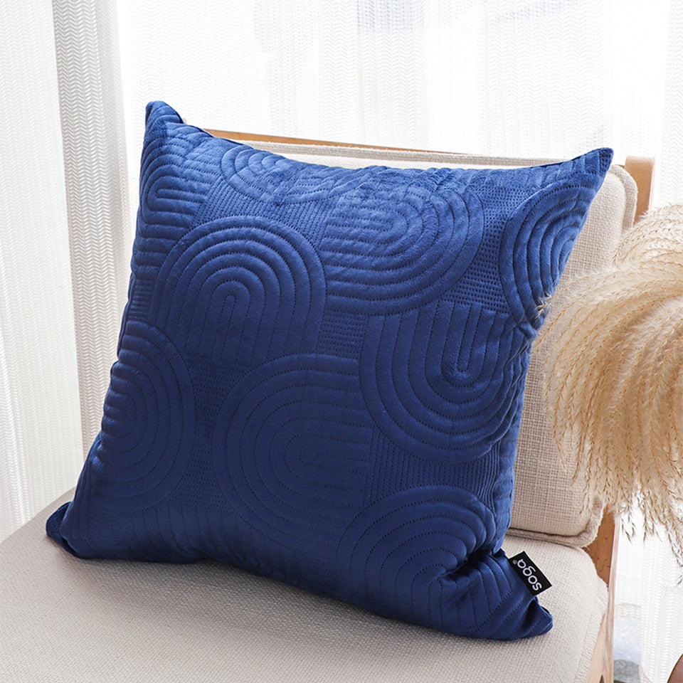 SOGA 2X 50cm Blue Textured Geometric Pattern Decorative Throw Pillow