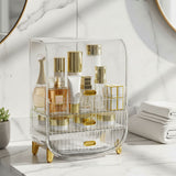 SOGA 2X 3 Tier Transparent Multifunctional Countertop Cosmetic Storage Makeup Perfume Skincare Display Stand Shelf Drawer Type Organiser
