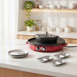 SOGA Kitchenware Bundle – 2-in-1 Electric Hot Pot BBQ Grill with Silver Grilling Plate & Sauce Pan