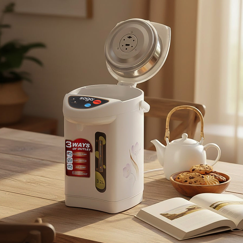 SOGA 2X 3.2L White Electric Kettle Water Boiler 3 Dispensing Modes Keep Warm