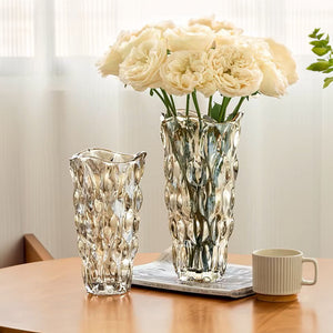 SOGA 29.8cm Golden Amber Glass Crystal Vase Elegant Modern Home Decor