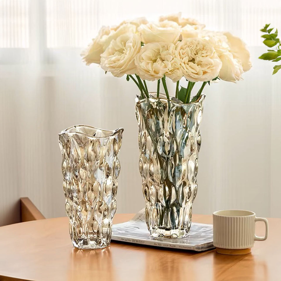 SOGA 29.8cm Golden Amber Glass Crystal Vase Elegant Modern Home Decor