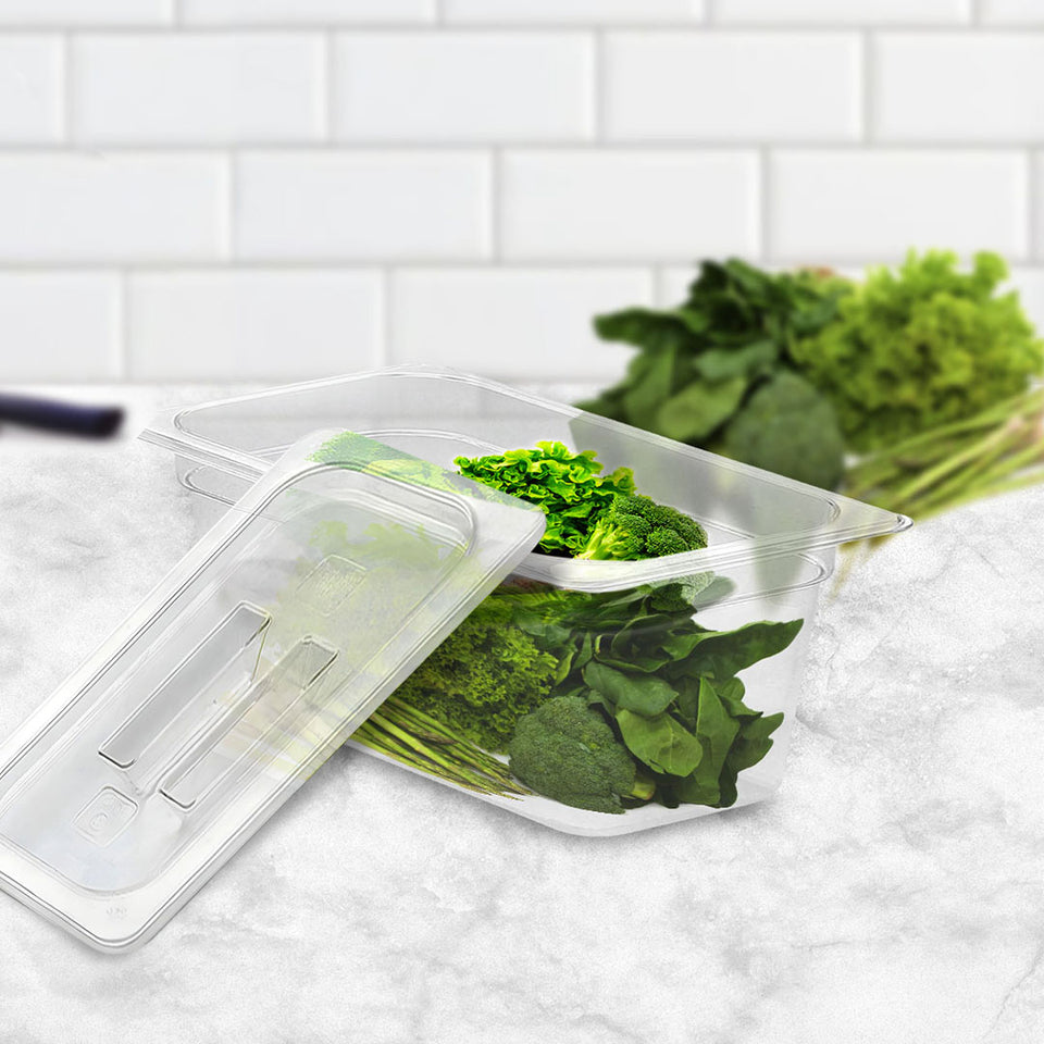 SOGA 4-Pack 100mm Clear Gastronorm 1/3 GN Pans with Lids