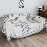 SOGA Two-seater White Sofa Cover Leaf Print 180x260cm Polyester