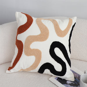 SOGA 2X 45cm Cream Black Geometric Squiggly Pattern Throw Pillow