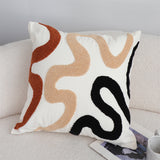 SOGA 2X 45cm Cream Black Geometric Squiggly Pattern Throw Pillow