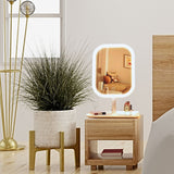 SOGA 26cm White Squared Smart LED Makeup Bedroom Table Vanity Mirror Tricolor Adjustable Light w/ 5x Magnification