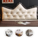 SOGA 120cm Crown Pillow Tufted Cream Headboard Cushion for Bed