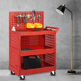 SOGA 3 Tier Tool Storage Cart Portable Service Utility Heavy Duty Mobile Trolley with Porous Side Panels
