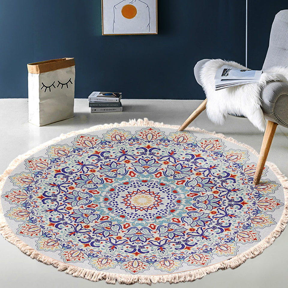 SOGA 120cm Mandala Round Area Thick Anti-slip Doormat, Home Decor