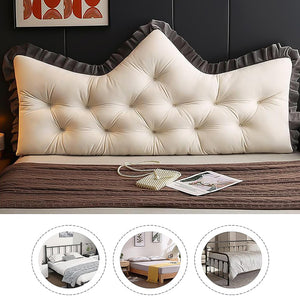 SOGA 90cm Crown Pillow Tufted Cream Headboard Cushion for Bed