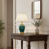 SOGA 2X Ceramic Oval Table Lamp with Gold Metal Base Desk Lamp Green
