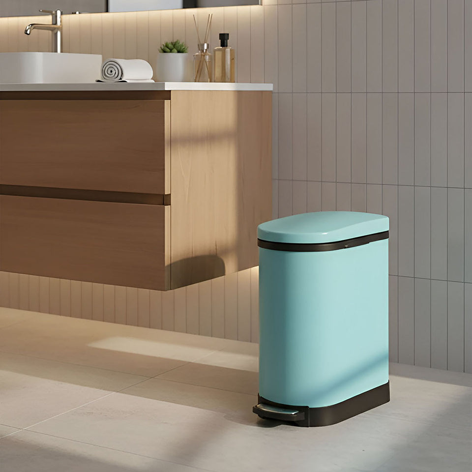 SOGA 2X Foot Pedal Stainless Steel U Shape Trash Bin Blue 10L