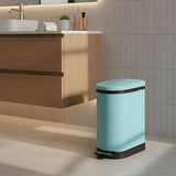 SOGA 2X Foot Pedal Stainless Steel U Shape Trash Bin Blue 10L