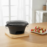 SOGA 2X Large Cast Iron Round Stove Charcoal Table Net Grill Japanese Style BBQ Picnic Camping with Wooden Board