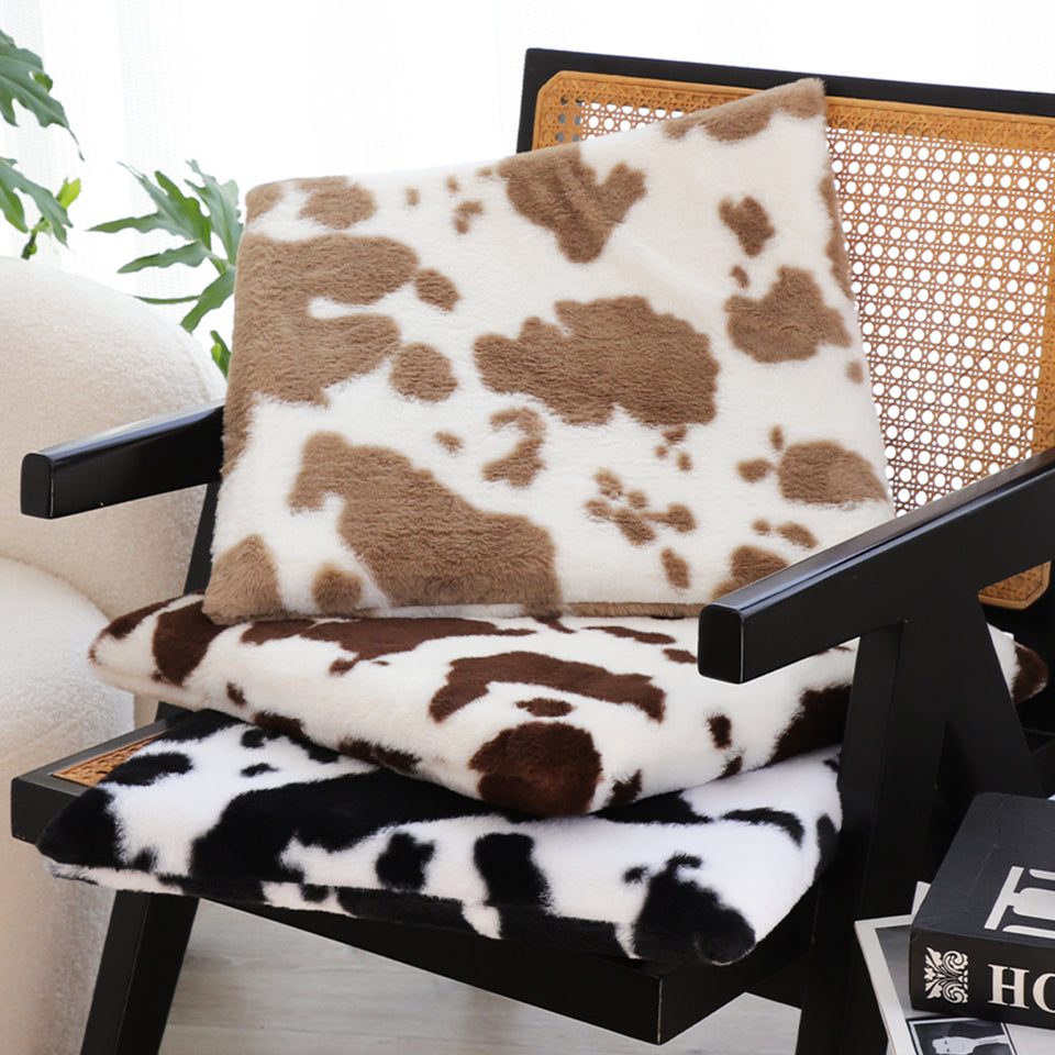 SOGA 2X Brown Cow Print Square Cushion Soft Leaning Plush Backrest Throw Seat Pillow