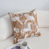 SOGA 50cm Bohemian Camel Brown White Horse Pattern Throw Pillow