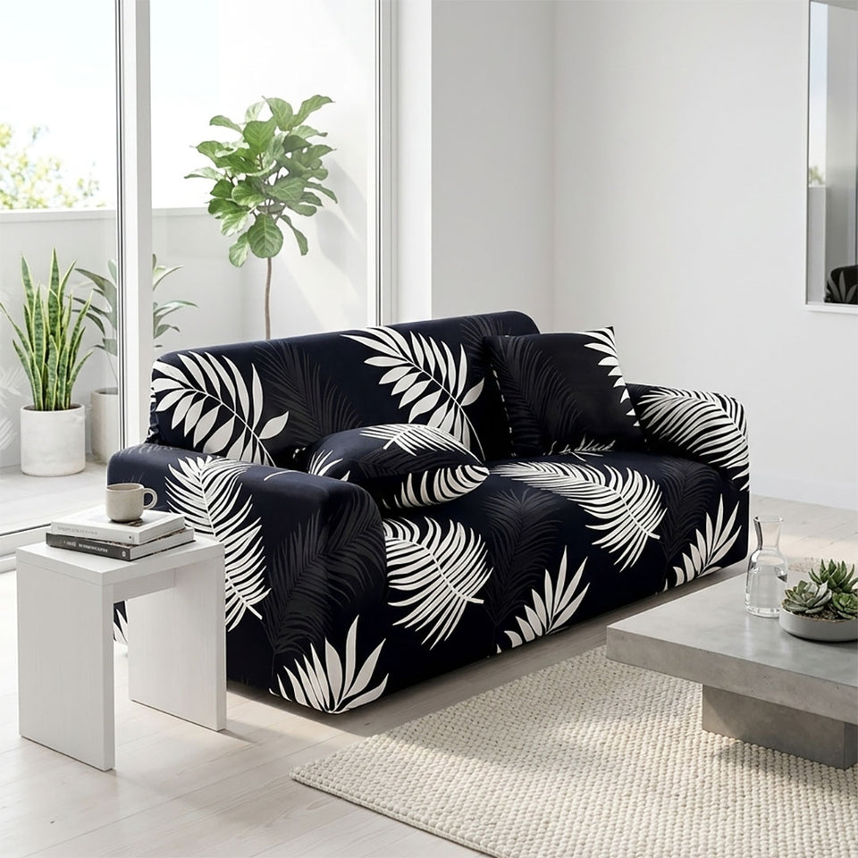 SOGA 2-Seater Leaf Design Sofa Cover Couch Protector High Stretch Lounge Slipcover Home Decor