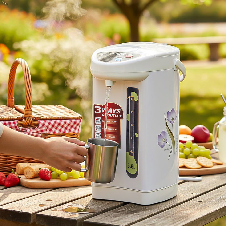 SOGA 3.8L White Plastic Exterior Electric Thermal Pot Dispenser with 3 Dispensing Modes